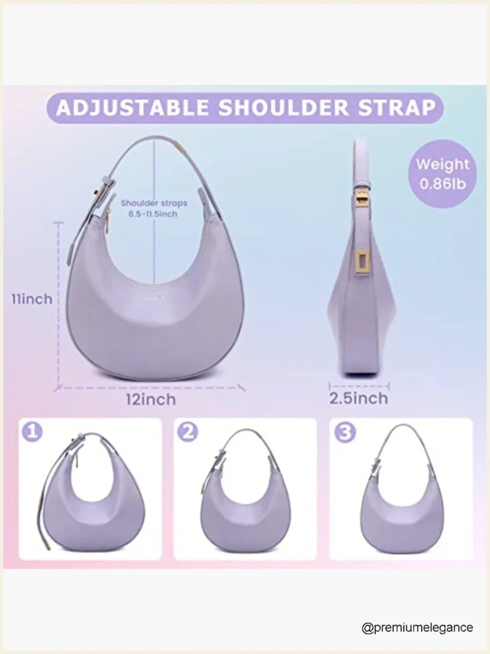 3-Way Adjustable Strap Hobo Handbag, Faux Leather Shoulder Bag for Women